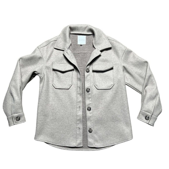 NWOT Avec Les Fille Shirt Jacket Small Button Down Shacket Melange Oatmeal Beige - Picture 1 of 9